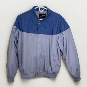 Vintage John Blair Jacket Mens Large Blue Full Zip Long Sleeve Bomber Preppy